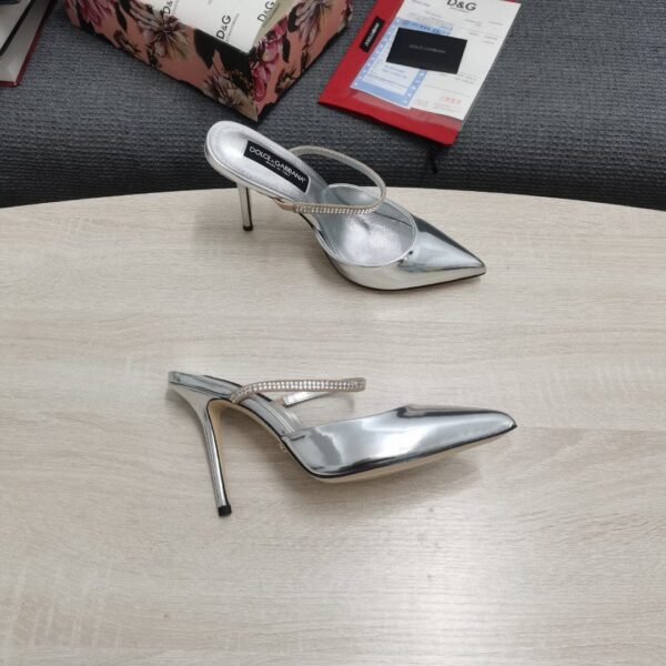 Dolce & Gabbana Mirrored-Effect Mules With Embroidery Silver For Women DG Shoes CI0150AY8568D708
