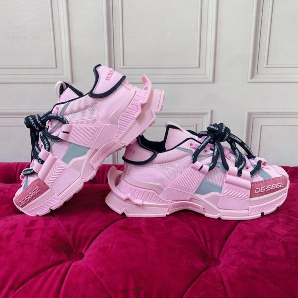 Dolce & Gabbana Mixed-Material Space Sneakers Pink For Women DG Shoes  CK1963AY0288L427