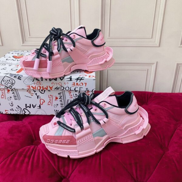 Dolce & Gabbana Mixed-Material Space Sneakers Pink For Women DG Shoes  CK1963AY0288L427