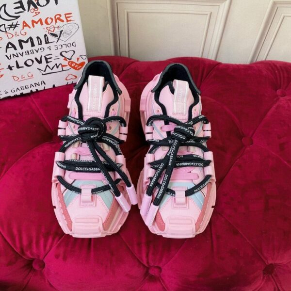 Dolce & Gabbana Mixed-Material Space Sneakers Pink For Women DG Shoes  CK1963AY0288L427