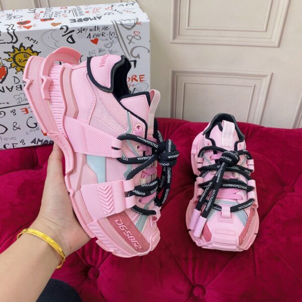 Dolce & Gabbana Mixed-Material Space Sneakers Pink For Women DG Shoes  CK1963AY0288L427