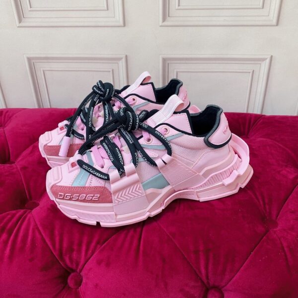 Dolce & Gabbana Mixed-Material Space Sneakers Pink For Women DG Shoes  CK1963AY0288L427