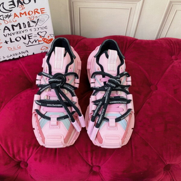Dolce & Gabbana Mixed-Material Space Sneakers Pink For Women DG Shoes  CK1963AY0288L427