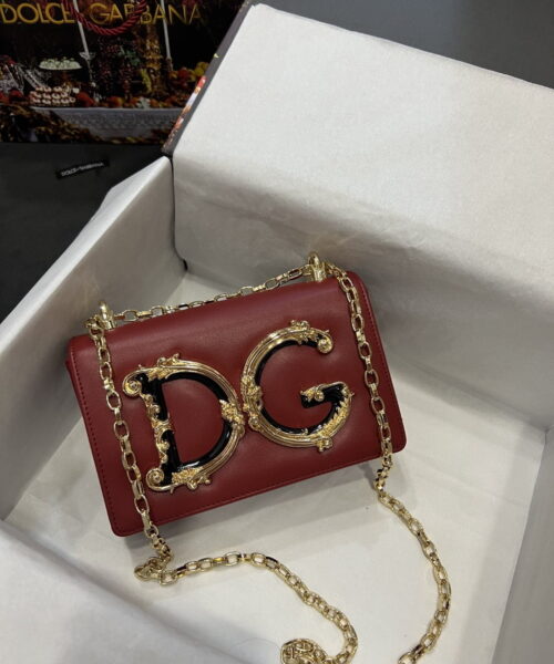 Dolce & Gabbana Nappa DG Girls Shoulder Bag Burgundy For Women 8.3in/21cm DG