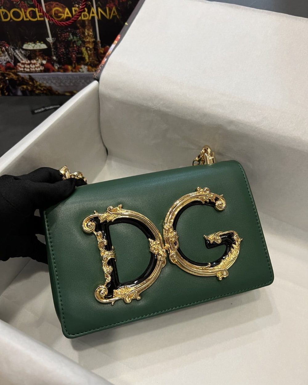 Dolce & Gabbana Nappa DG Girls Shoulder Bag Green For Women 8.3in/21cm DG