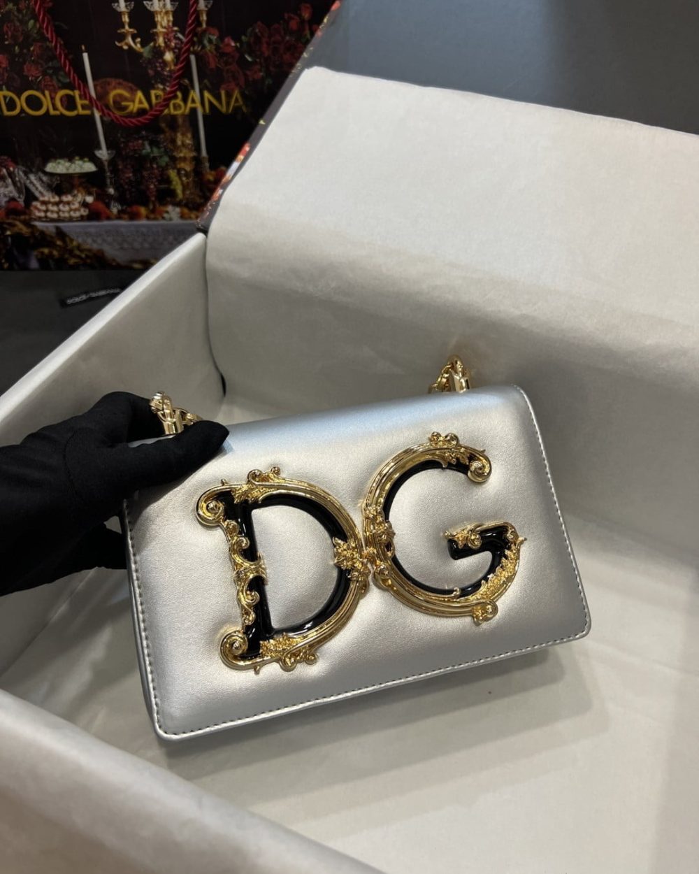 Dolce & Gabbana Nappa DG Girls Shoulder Bag Silver For Women 8.3in/21cm DG