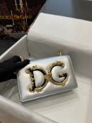 Dolce & Gabbana Nappa DG Girls Shoulder Bag Silver For Women 8.3in/21cm DG