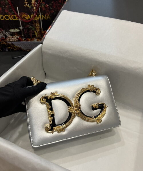 Dolce & Gabbana Nappa DG Girls Shoulder Bag Silver For Women 8.3in/21cm DG