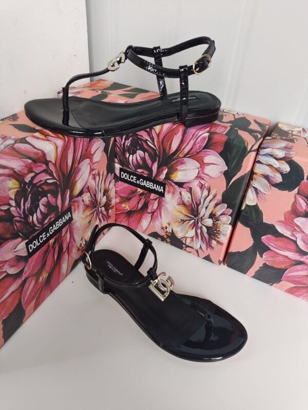 Dolce & Gabbana Nappa DG Sandals Black For Women DG Shoes