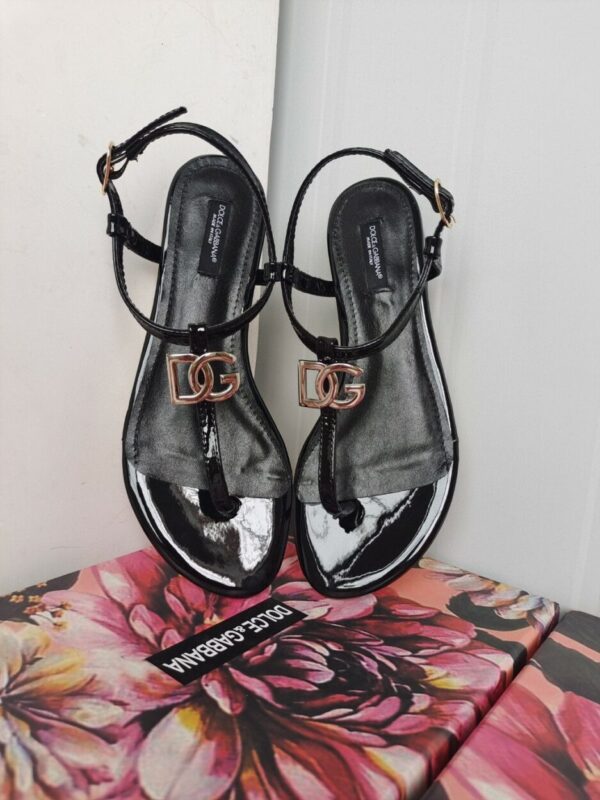 Dolce & Gabbana Nappa DG Sandals Black For Women DG Shoes