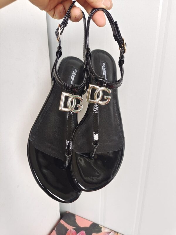 Dolce & Gabbana Nappa DG Sandals Black For Women DG Shoes