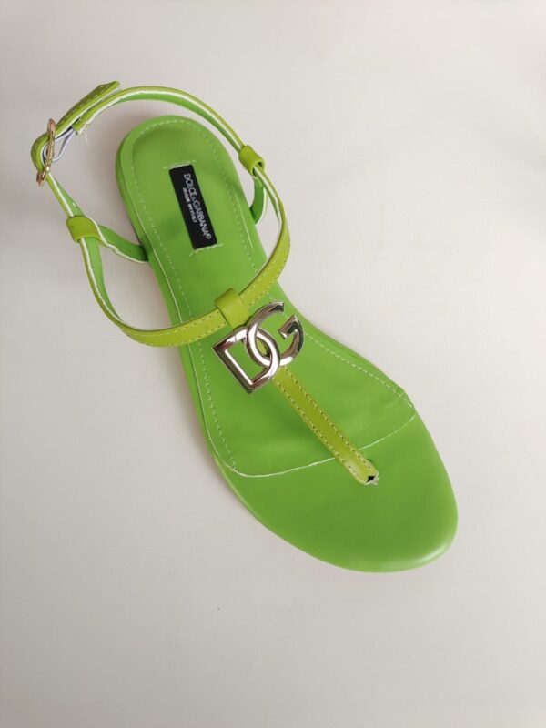 Dolce & Gabbana Nappa DG Sandals Green For Women DG Shoes