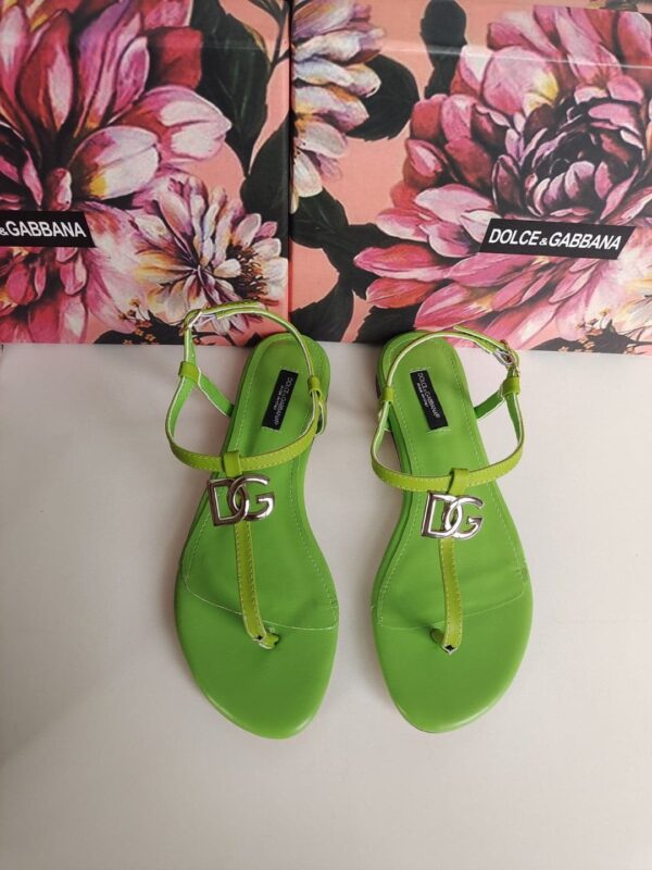 Dolce & Gabbana Nappa DG Sandals Green For Women DG Shoes