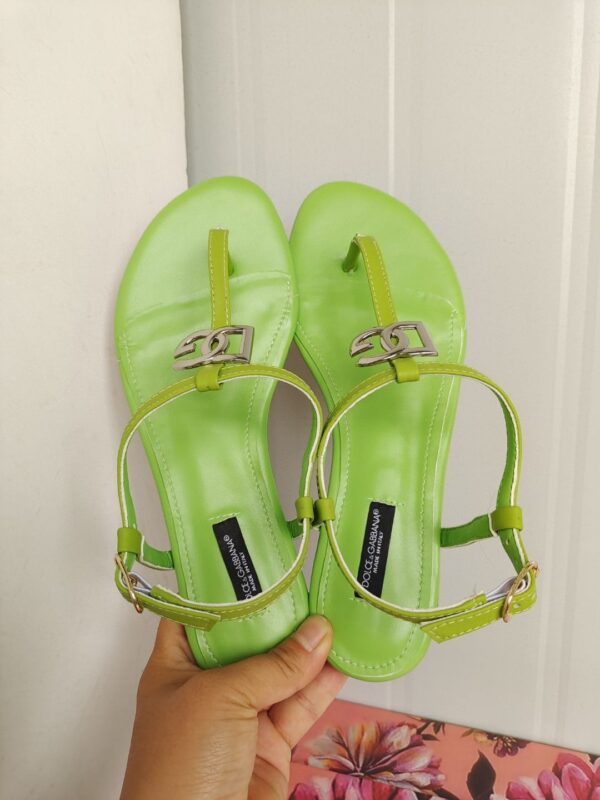 Dolce & Gabbana Nappa DG Sandals Green For Women DG Shoes