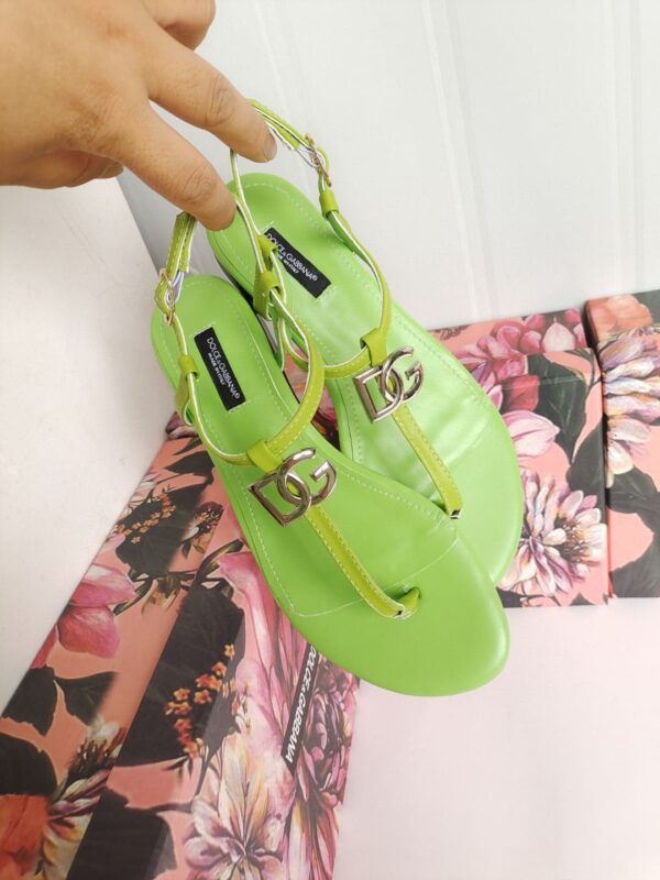 Dolce & Gabbana Nappa DG Sandals Green For Women DG Shoes