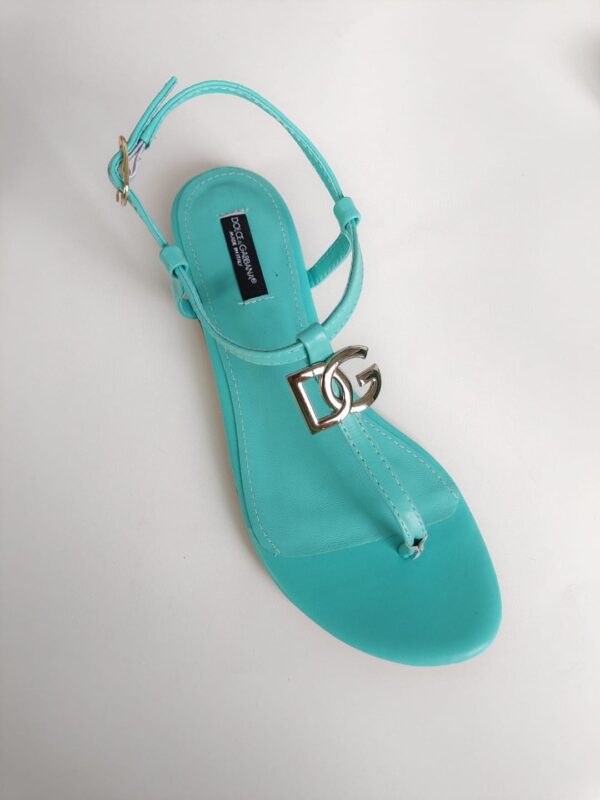 Dolce & Gabbana Nappa DG Sandals Jade Green For Women DG Shoes