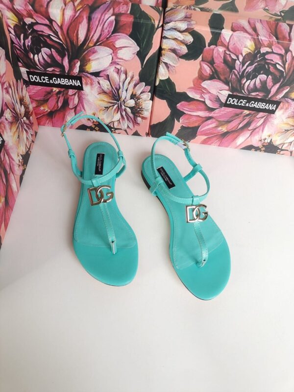 Dolce & Gabbana Nappa DG Sandals Jade Green For Women DG Shoes