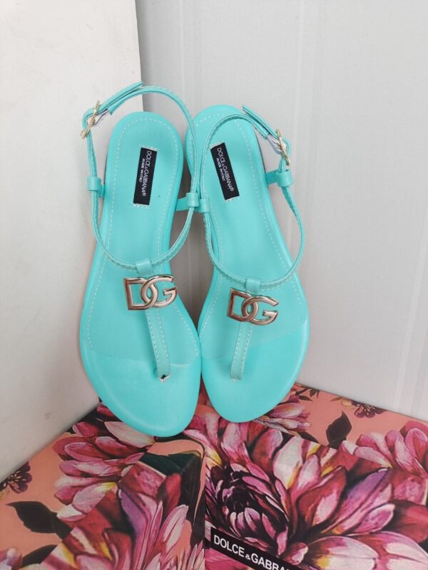 Dolce & Gabbana Nappa DG Sandals Jade Green For Women DG Shoes