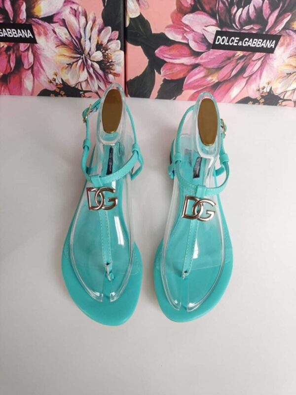 Dolce & Gabbana Nappa DG Sandals Jade Green For Women DG Shoes