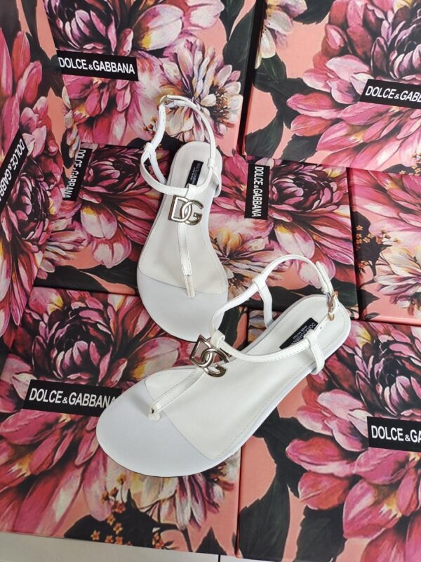 Dolce & Gabbana Nappa DG Sandals White For Women DG Shoes