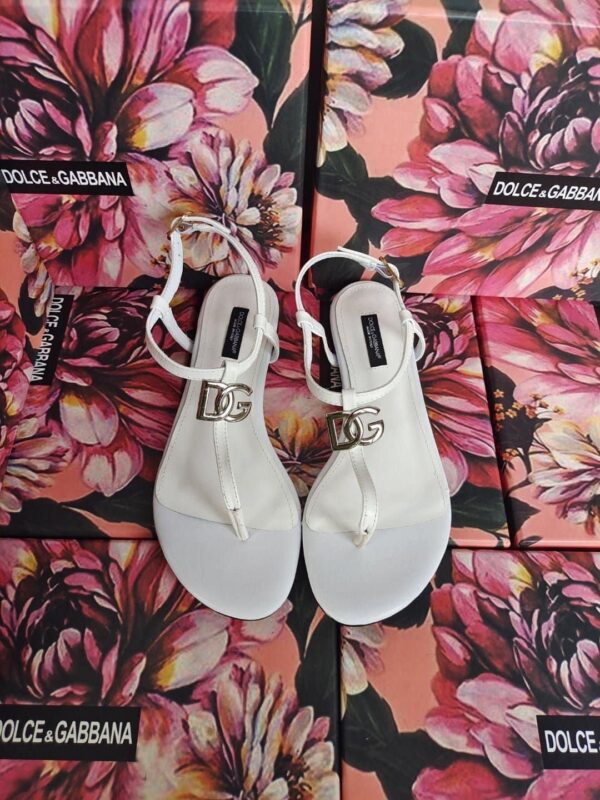 Dolce & Gabbana Nappa DG Sandals White For Women DG Shoes