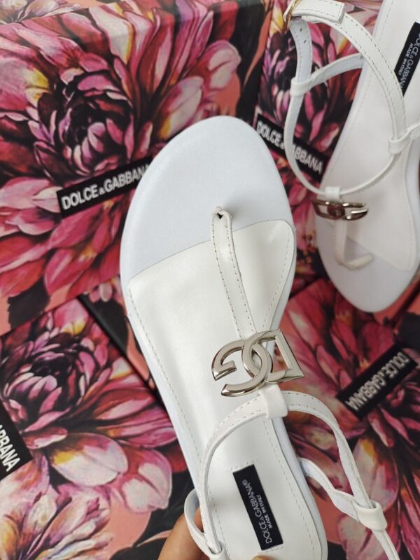 Dolce & Gabbana Nappa DG Sandals White For Women DG Shoes