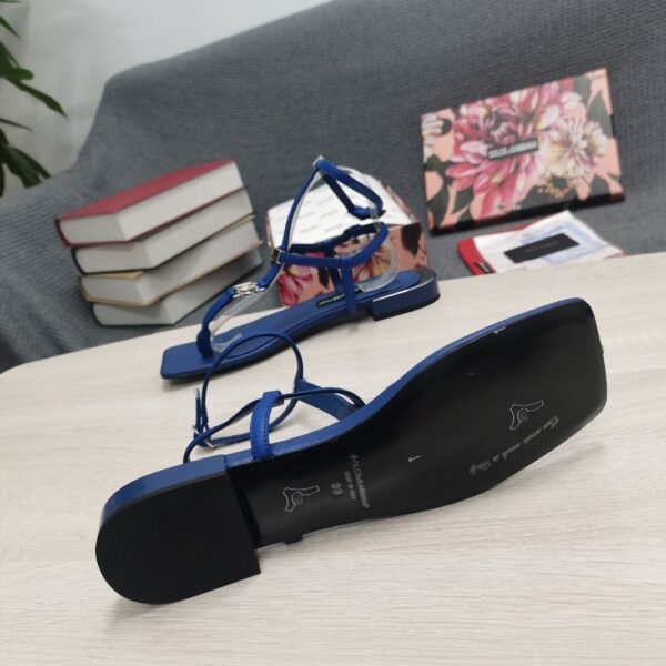 Dolce & Gabbana Nappa DG Thong Sandals Dark Blue For Women DG Shoes
