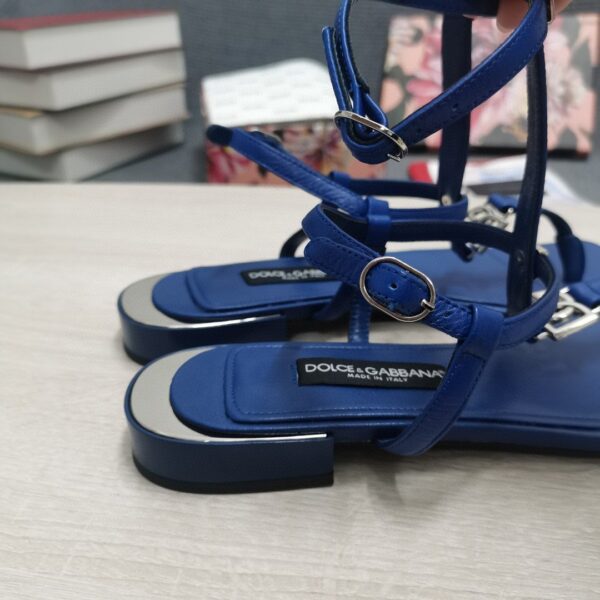 Dolce & Gabbana Nappa DG Thong Sandals Dark Blue For Women DG Shoes