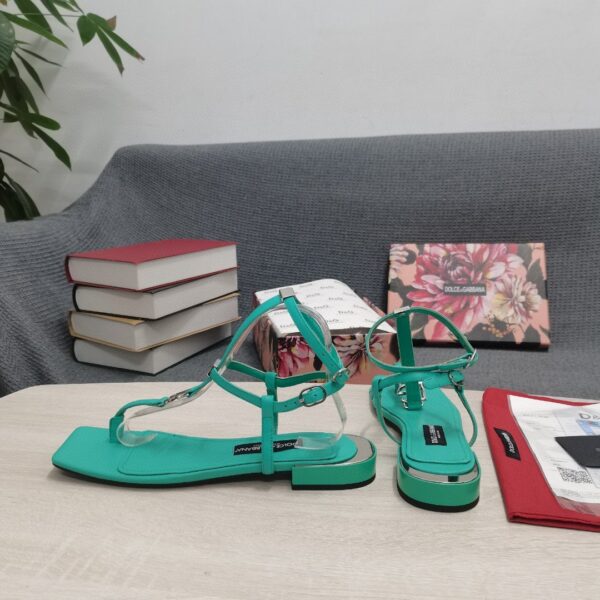 Dolce & Gabbana Nappa DG Thong Sandals Green For Women DG Shoes