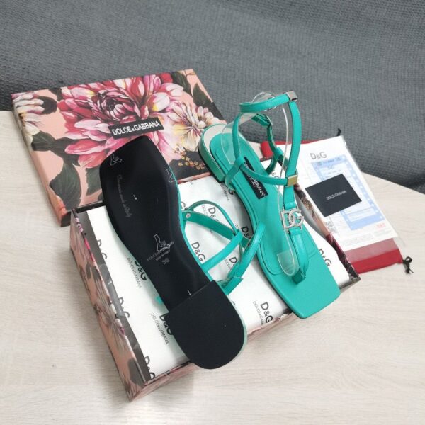 Dolce & Gabbana Nappa DG Thong Sandals Green For Women DG Shoes