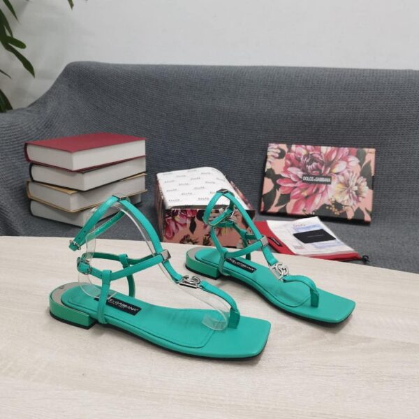 Dolce & Gabbana Nappa DG Thong Sandals Green For Women DG Shoes