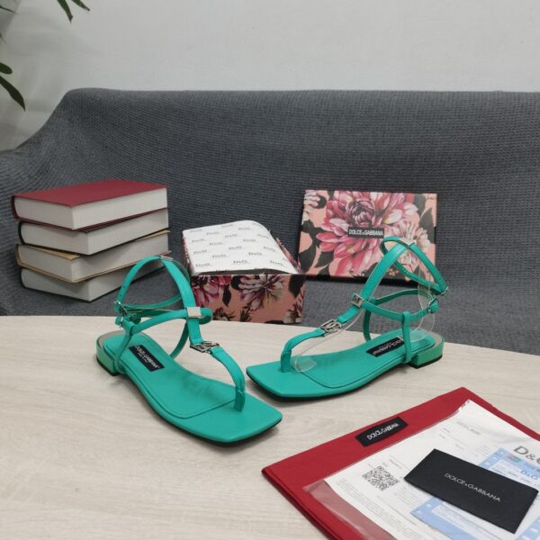 Dolce & Gabbana Nappa DG Thong Sandals Green For Women DG Shoes
