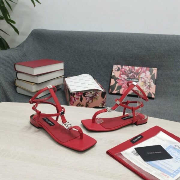 Dolce & Gabbana Nappa DG Thong Sandals Red For Women DG Shoes