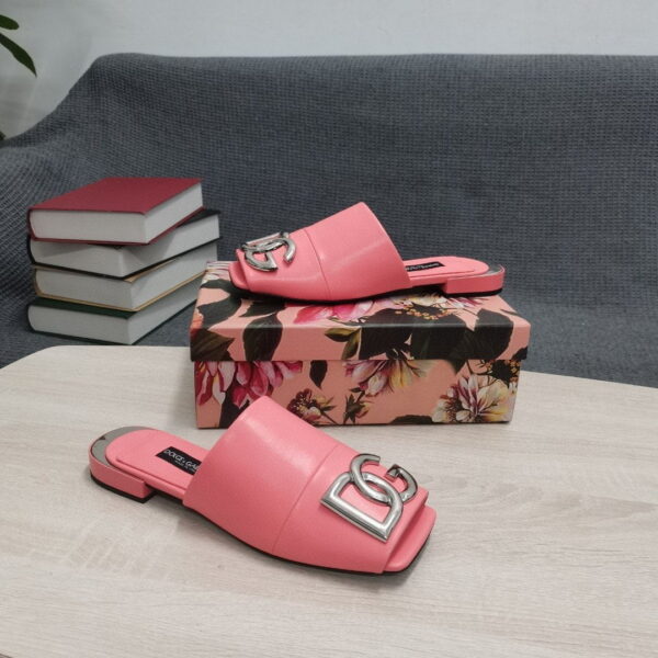Dolce & Gabbana Nappa Slides With DG Logo Pink For Women DG Shoes  CQ0463AQ99480246