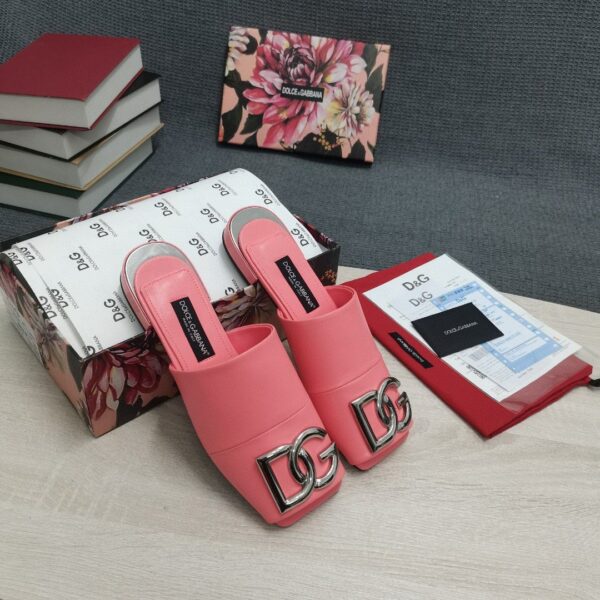 Dolce & Gabbana Nappa Slides With DG Logo Pink For Women DG Shoes  CQ0463AQ99480246