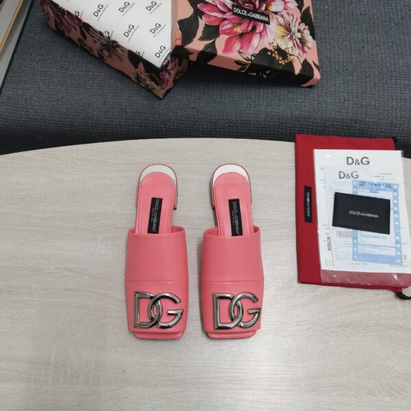 Dolce & Gabbana Nappa Slides With DG Logo Pink For Women DG Shoes  CQ0463AQ99480246
