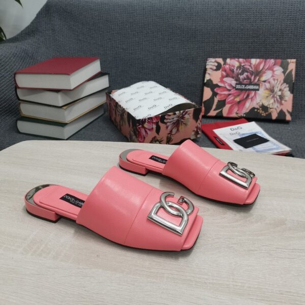 Dolce & Gabbana Nappa Slides With DG Logo Pink For Women DG Shoes  CQ0463AQ99480246
