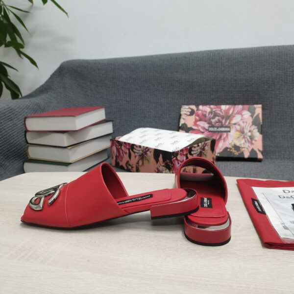 Dolce & Gabbana Nappa Slides With DG Logo Red For Women DG Shoes