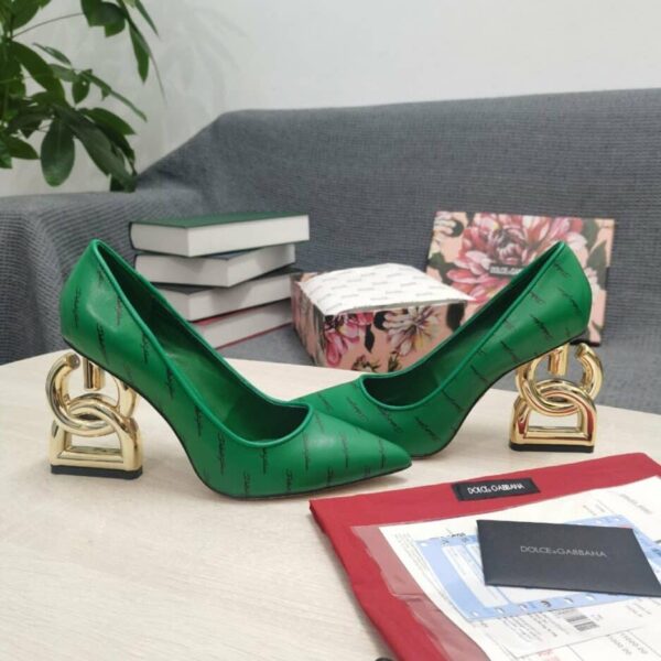 Dolce & Gabbana Patent Pumps With 3.5 Heel Green For Women DG Shoes
