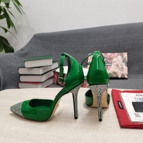 Dolce & Gabbana Patent Pumps With Fusible Rhinestones Green For Women DG Shoes