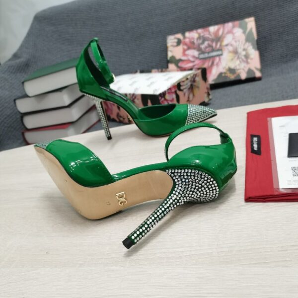 Dolce & Gabbana Patent Pumps With Fusible Rhinestones Green For Women DG Shoes