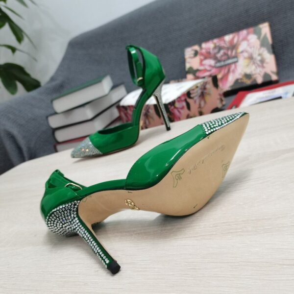 Dolce & Gabbana Patent Pumps With Fusible Rhinestones Green For Women DG Shoes
