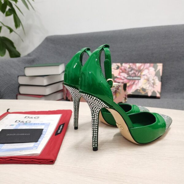 Dolce & Gabbana Patent Pumps With Fusible Rhinestones Green For Women DG Shoes