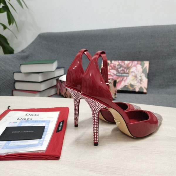 Dolce & Gabbana Patent Pumps With Fusible Rhinestones Red For Women DG Shoes