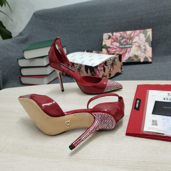 Dolce & Gabbana Patent Pumps With Fusible Rhinestones Red For Women DG Shoes