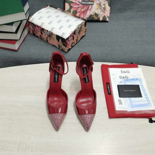 Dolce & Gabbana Patent Pumps With Fusible Rhinestones Red For Women DG Shoes