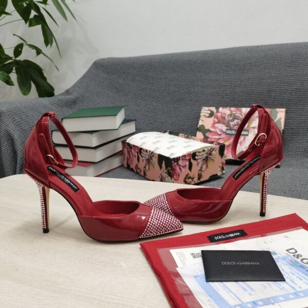Dolce & Gabbana Patent Pumps With Fusible Rhinestones Red For Women DG Shoes