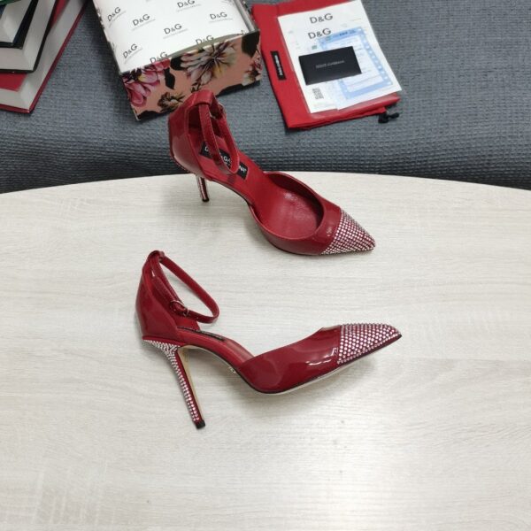 Dolce & Gabbana Patent Pumps With Fusible Rhinestones Red For Women DG Shoes