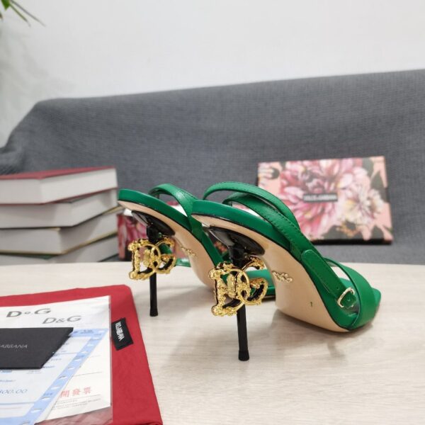 Dolce & Gabbana Patent Sandals Green For Women DG Shoes