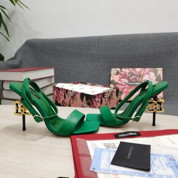 Dolce & Gabbana Patent Sandals Green For Women DG Shoes